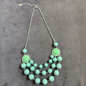 Elegant Silver and Mint Necklace Bib Necklace Bubble Green Silver Tone
